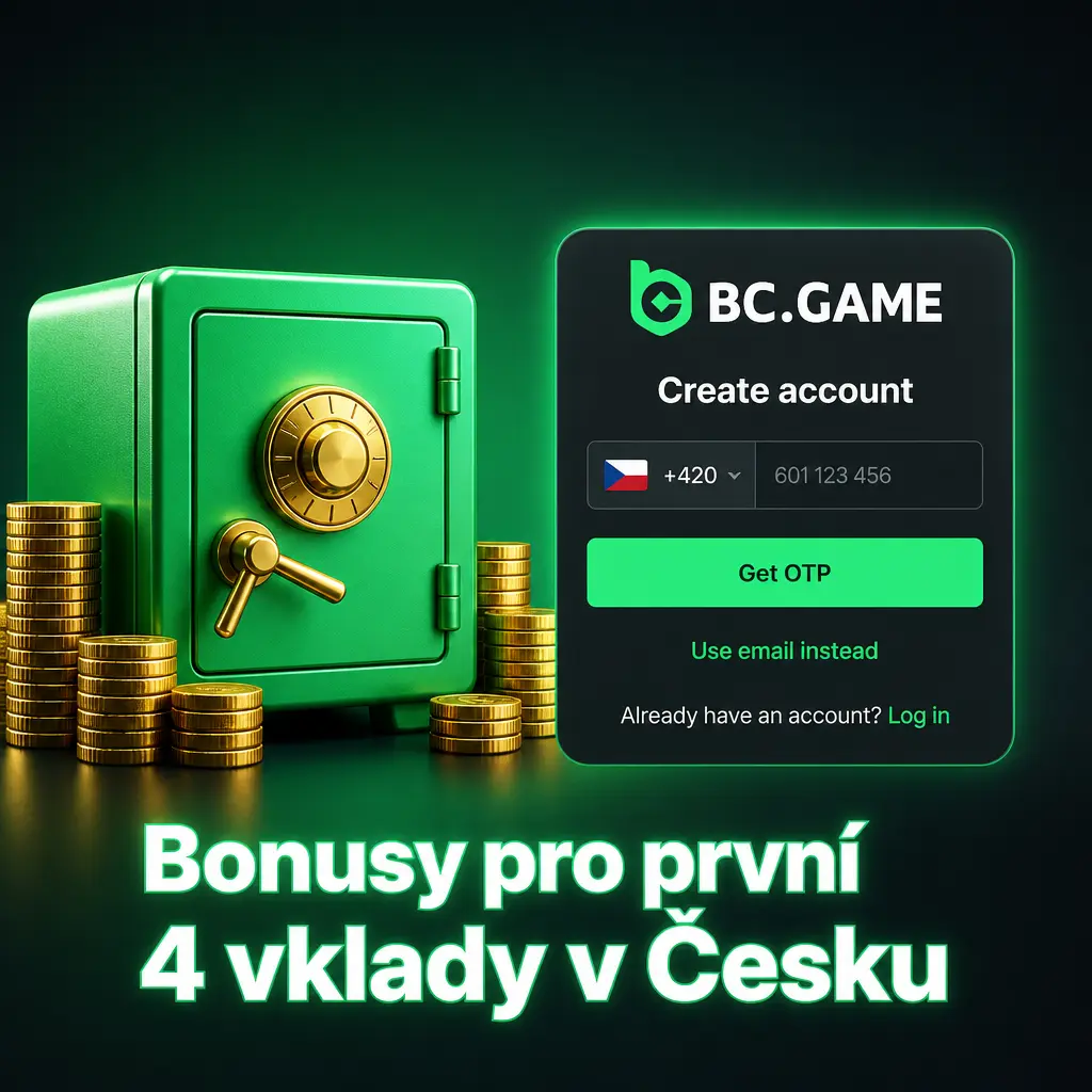 Uvítací bonusy pro první 4 vklady v Česku s vratkou 180 až 360 % podle vkladu v BCD