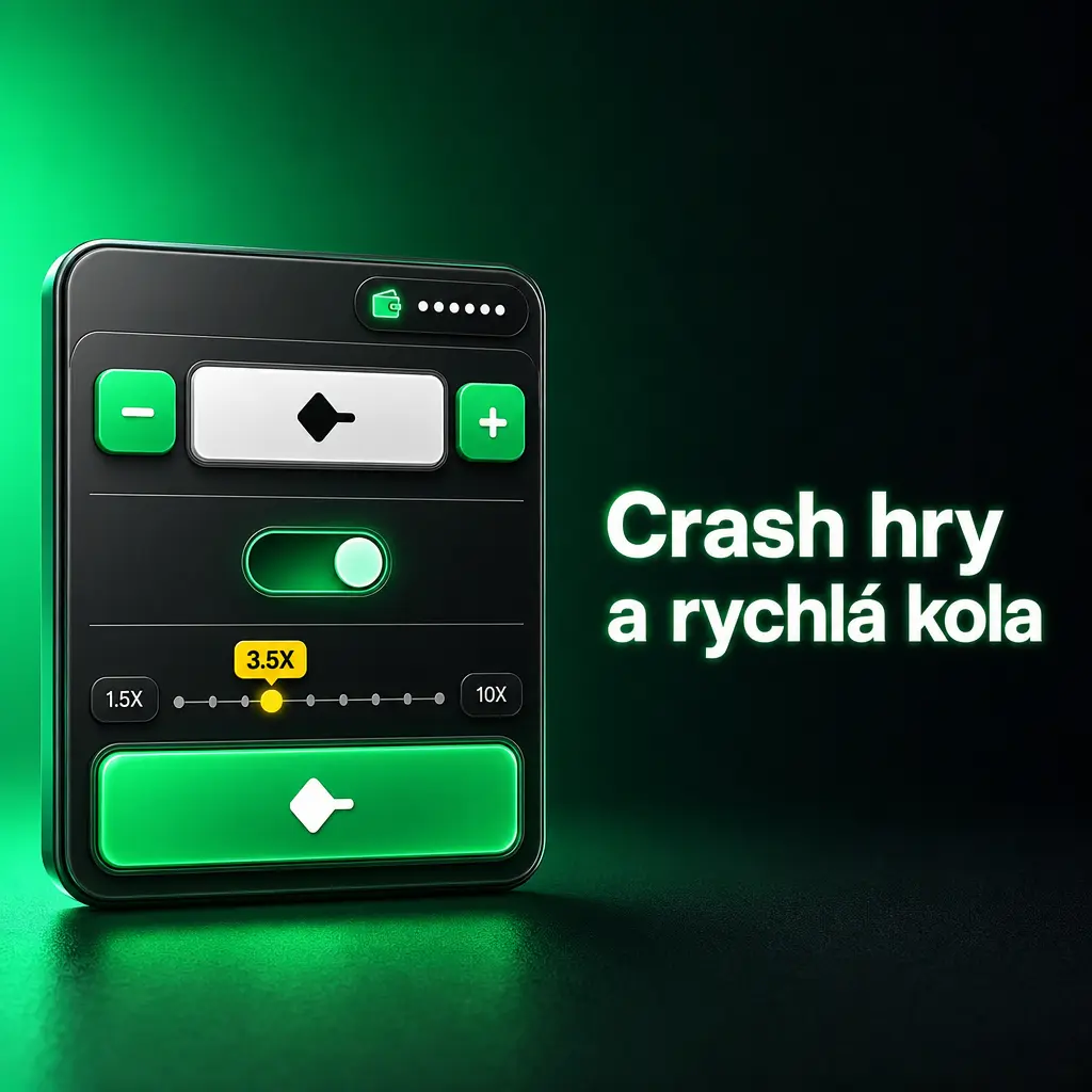 Crash hry s rostoucím multiplikátorem, vkladem a výběrem výhry v rychlých kolech