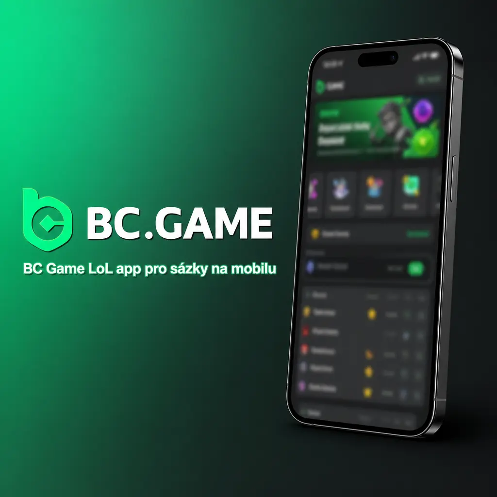 Mobilní aplikace BC Game pro sázky na League of Legends s tlačítkem Stáhnout appku