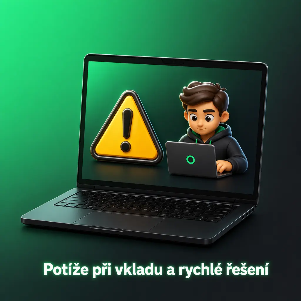 Infografika potíží při krypto vkladu: síť, adresa, štítek, potvrzení blockchainu a ověření účtu