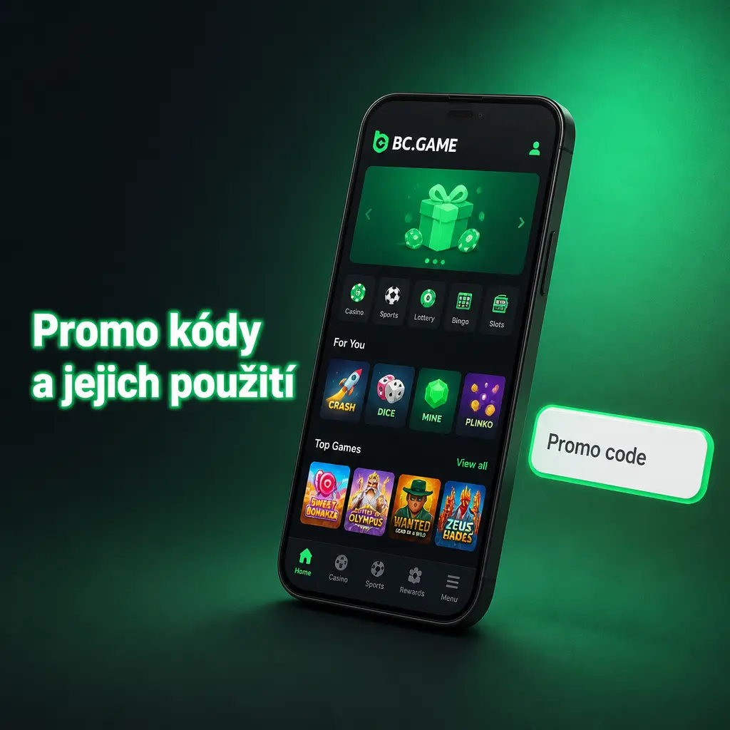 Tabulka promo kódů BC Game 2026 s návodem, kde zadat uvítací a kampaňový kód pro aktivaci bonusu