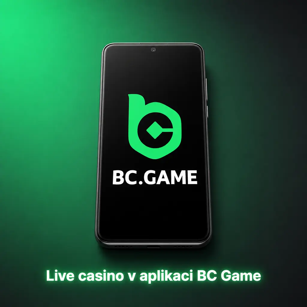 Live casino v aplikaci BC Game s video dealerem, sázkami a mobilním lobby na telefonu